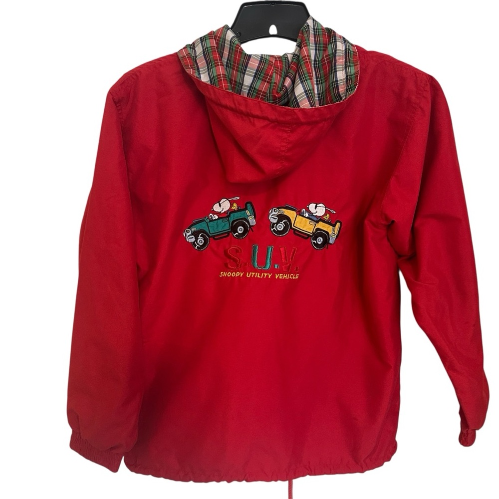 Snoopy Vintage Rare Utility Vehicle Jacket Red Kids Windbreaker‎ Peanuts 80s 90s